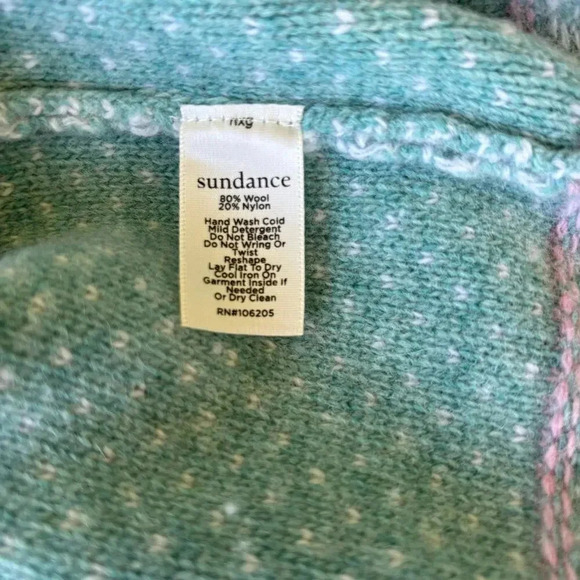 Sundance Bold Botanic Floral Knit Embroidered Wool Sweater Jumper Aqua Size L - Picture 8 of 9